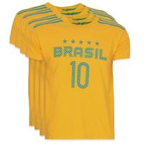 Kit 4 Camisetas Do Brasil Masculina Copa Do Mundo Algodão