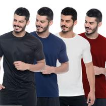 Kit 4 Camisetas DryFit Masculina PRETA / VINHO /BRANCA E AZUL MARINHO Academia Modelagem SlimFit 100%Poliester