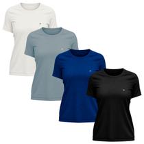 Kit 4 Camisetas Dryfit Sandrini Baby Look Feminina Academia Fitness