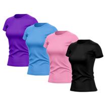 Kit 4 Camisetas Feminina Dry Fit Básica Lisa Proteção Solar UV Térmica Blusa Academia Esporte Camisa