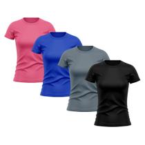 Kit 4 Camisetas Feminina Dry Fit Proteção Solar UV Básica Lisa Treino Academia Passeio Fitness Ciclismo Camisa - Whats Wear