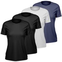 Kit 4 Camisetas Feminina Dry Manga Curta Proteção UV Slim Fit Básica Camisa Blusa Academia Treino Fitness Esporte