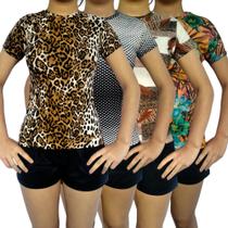 Kit 4 Camisetas Femininas Baby Look Gola Careca Estampas Sortidas Viscolycra Pp ao Plus Size Kit 4 Camisetas Femininas Baby Look Gola Careca Estampas Sortidas Viscolycra Pp ao Plus Size