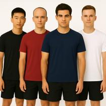 Kit 4 Camisetas Fit Masculina Academia Treino Corrida Treino Básica Lisa Casual Respirável 100% Poli