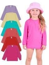 Kit 4 Camisetas Infantil Menina Proteção Manga Longa camisa térmica moda praia para menina verão