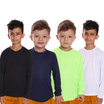 Kit 4 Camisetas Infantil Menino Proteção UV Térmica Solar Manga Longa Camisa Praia Esporte