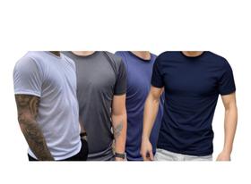 KIT 4 Camisetas LISAS masculinas Dry Fit. Uso casual e esportivo, treino, academia. - Oly