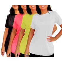 KIT 4 Camisetas Longline Feminina Para Academia Cobre Bumbum Dry Fit Esportivo Treino Corrida
