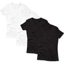 Kit 4 Camisetas Manga Curta Geogus Feminina Baby Look Blusa Camisa Lisa Básica 100% Algodão