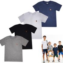 Kit 4 Camisetas Manga Curta Juvenil Menino Lisa Roupa Verão Infantil Masculina T-shirt Básica Criança Tamanho 04-14