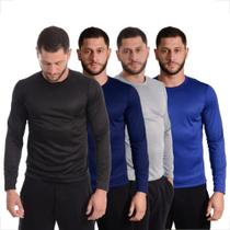 Kit 4 Camisetas Manga Longa Dry Fit Masculina Academia