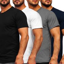 Kit 4 camisetas masculina básica 100% algodão