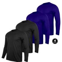 Kit 4 Camisetas Masculina Proteção UV Manga Longa Esporte