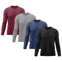 Kit 4 Camisetas Masculina Térmica Proteção Solar UV 50/ Academia Tshirt Esporte Dry Manga Longa