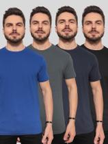 Kit 4 Camisetas Masculinas Básicas 100% Algodão ConfortávelLinhaPremium Preto Azul Marinho Azul Royal e Cinza Kit 4 Camisetas Masculinas Básicas 100% Algodão ConfortávelLinhaPremium Preto Azul Marinho Azul Royal e Cinza