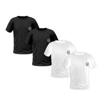 Kit 4 Camisetas Masculinas Bordadas 100% Algodão Premium 2 Pretas e 2 Branca