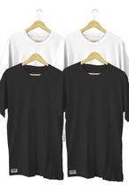 Kit 4 Camisetas Masculinas Colomb 100% Algodão Branca e Preta