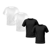 Kit 4 Camisetas Masculinas de Manga Curta Lisa Premium (2 Pretas, 2 Brancas)