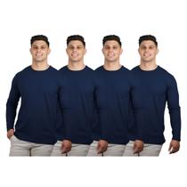 Kit 4 Camisetas Masculinas Manga Longa 100% Algodão Premium
