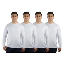 Kit 4 Camisetas Masculinas Manga Longa Slim Algodão Premium