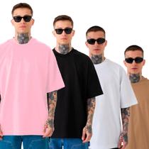 KIT 4 Camisetas Oversized Lisa PRETA / BRANCA / MARROM E ROSA Urban Style 100% Algodão Premium Streetwear KIT 4 Camisetas Oversized Lisa PRETA / BRANCA / MARROM E ROSA Urban Style 100% Algodão Premium Streetwear