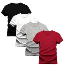 Kit 4 Camisetas Plus Size Lisa Basica Algodão Confortável Varias Cores