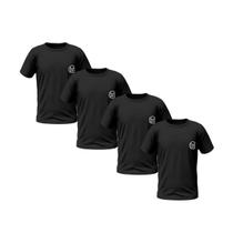 Kit 4 Camisetas Pretas Masculinas Bordadas 100% Algodão Premium