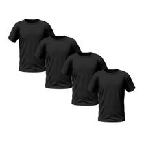 Kit 4 Camisetas Pretas Masculinas de Manga Curta Lisa Premium