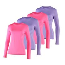 Kit 4 Camisetas Proteção Solar Feminina Manga Longa Uv50+ 2 Lilás 2 Rosa