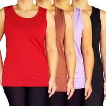 Kit 4 Camisetas Regatas Básicas Lisas Suplex Light Pp ao Plus Size Kit 4 Camisetas Regatas Básicas Lisas Suplex Light Pp ao Plus Size