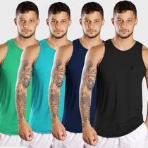 Kit 4 Camisetas Regatas Masculina Lisa Casual Academia Verão