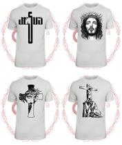 kIT 4 Camisetas Religiosas Jesus Cristo Critã em Poliester 100% Premium