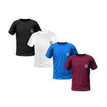 Kit 4 Camisetas Vinho Azul Branco Preto Masculinas Bordadas 100% Algodão Premium