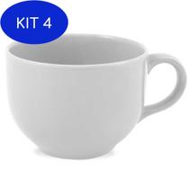 Kit 4 Caneca Bowl De Porcelana Para Sopa Jumbo 740Mls Branca