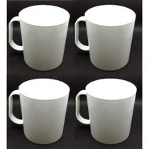 Kit 4 caneca branca plástica escolar 400ml copo com alça Kit 4 caneca branca plástica escolar 400ml copo com alça