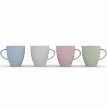 Kit 4 Caneca Chá Café Chevron 310ml Branca Germer Porcelanas