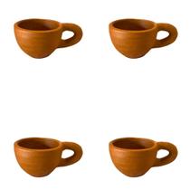 Kit 4 Caneca de Barro Xícara Artesanal 115ml Terracota Água Ideal para Café, Chá, Decoração Rústica e Uso Criativo