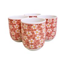 Kit 4 Caneca de Chá Porcelana Decoração Xicara Copo 150ml - Tokyo Design