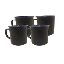 KIT 4 Caneca Esmaltada 80ml Vintage Retro Rustica Cafe Cha