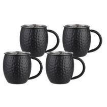 Kit 4 Caneca Moscow Mule Inox Em Martelada Drink Bar 580ml
