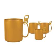 Kit 4 Caneca Redonda Clipe Dourado 400Ml Plástico