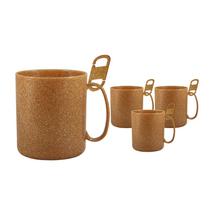 Kit 4 Caneca Redonda Clipe Fibra Madeira Green 400Ml