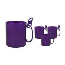 Kit 4 Caneca Redonda Clipe Lilás 400Ml Plástico