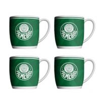 Kit 4 Caneca Time De Porcelana Palmeiras Verdão Oficial 360ml