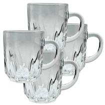 Kit 4 Caneca Xícara Copo De Vidro Transparente Café Chá Cappuccino Alça 250ml Kit 4 Caneca Xícara Copo De Vidro Transparente Café Chá Cappuccino Alça 250ml