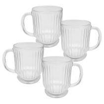 Kit 4 Caneca Xicara Vidro Canelada Alça Grafiatto Chá Café 200ml Kit 4 Caneca Xicara Vidro Canelada Alça Grafiatto Chá Café 200ml