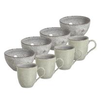 Kit 4 Canecas 4 Bowl Cerâmica Pistache 273ml Porto Brasil