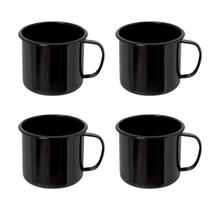 Kit 4 Canecas Aço Esmaltada 70ml Qualidade Ewel 4,5 Preto
