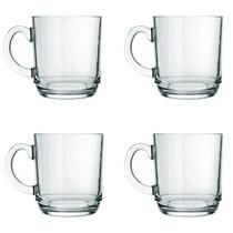 Kit 4 Canecas Aspen Vidro Diamante 300Ml Xícara de Café