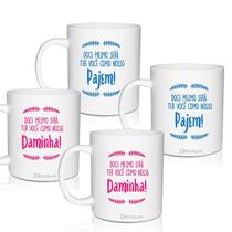 Kit 4 Canecas Brancas Lembrança Personalizadas Pajem&Daminha